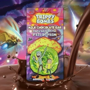 "Trippy Bombs Milk Chocolate Bar 6000mg Psilocybin – Premium psychedelic chocolate bar with rich milk chocolate and a potent 6000mg psilocybin dose